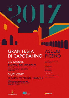 La locandina della gran festa di capodanno ad Ascoli Piceno
