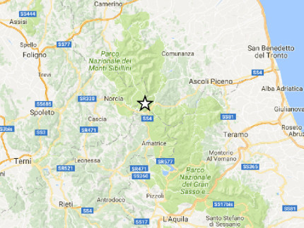 La mappa del terremoto nell'ascolano del 21 dicembre 2016