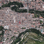La città di Ascoli Piceno vista dal satellite: particolare sul centro storico