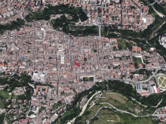 La città di Ascoli Piceno vista dal satellite: particolare sul centro storico