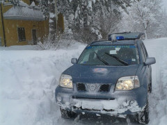 I volontari della Protezione Civile di San Benedetto del Tronto al lavoro a Montegallo per l'emergenza neve e terremoto
