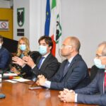 Conferenza stampa presidente Francesco Acquaroli sui provvedimenti Covid 19 nelle Marche. Presenti gli assessori Francesco Baldelli, Giorgia Latini, Guido Castelli, Stefano Aguzzi.