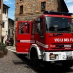 Vigili del Fuoco nel centro storico di Comunanza