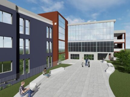 Rendering del nuovo liceo "Trebbiani" di Ascoli