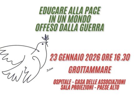 Locandina dell'incontro "Educare alla pace in un mondo offeso dalla guerra"