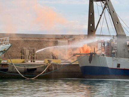 Esercitazione antincendio al porto di San Benedetto