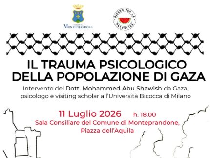 Incontro a Monteprandone sul trauma psicologico vissuto dalla popolazione di Gaza